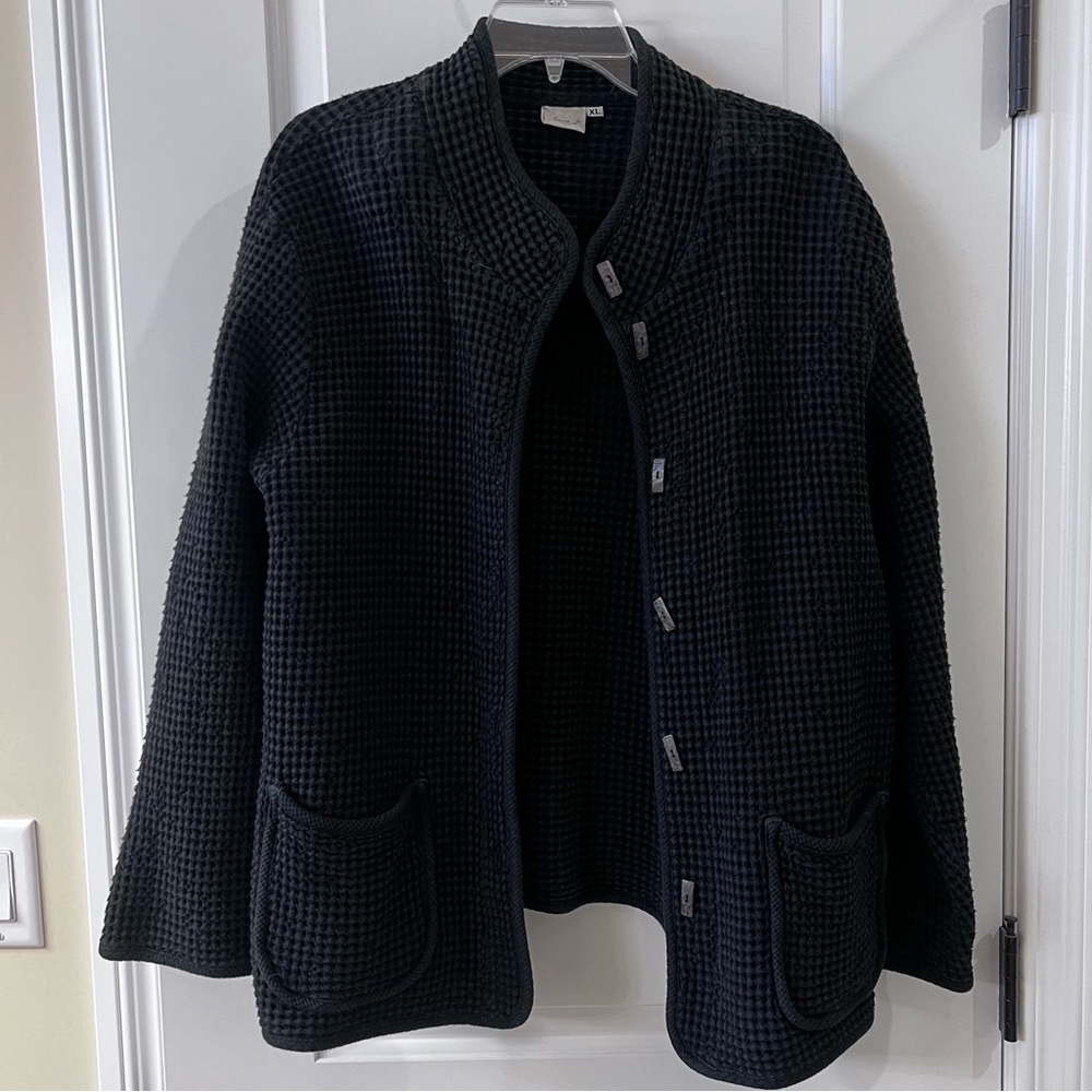 Focus Black Cotton Waffle Weave Blazer Jacket size extra Large XL